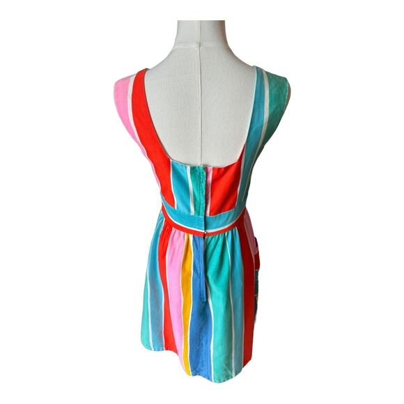 1970s Malia Honolulu Rainbow Stripe Cotton Sundress Pockets Hawaii Vintage small - Picture 10 of 16